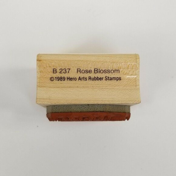 Hero Arts 1989 Vintage Rubber Stamp B-237 Rose Blossom Leaves Wood Mounted - Picture 4 of 8